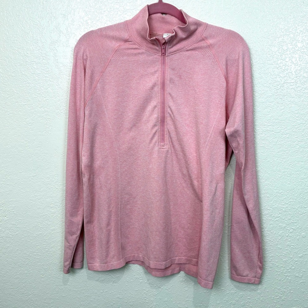CALIA Womens Seamless Quarter Zip Pullover Pink Heather WCG11044SD XL